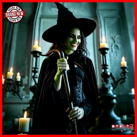 Witch Hat With Velvet Cape Costume Set Halloween Cosplay Accessories main image 2